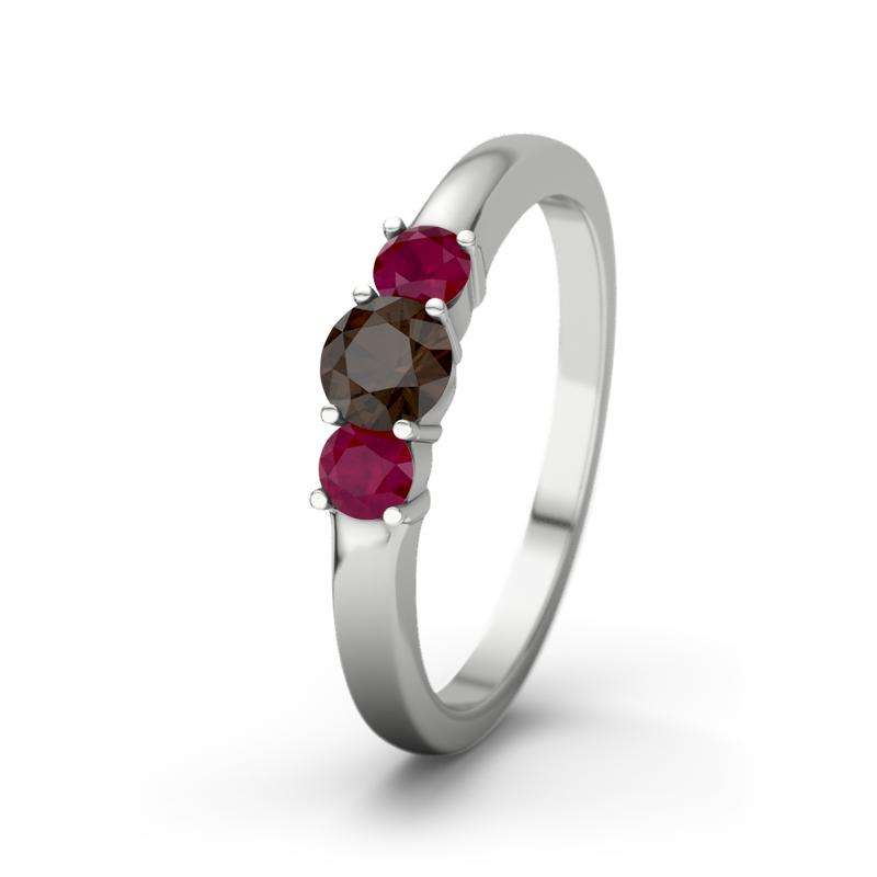 Bild von   rauchquarz weissgoldring roubyjpg | Individuelle 🎁 persönliche 🎁 personalisierte Geschenke bedruckt ▪ bestickt ▪ graviert