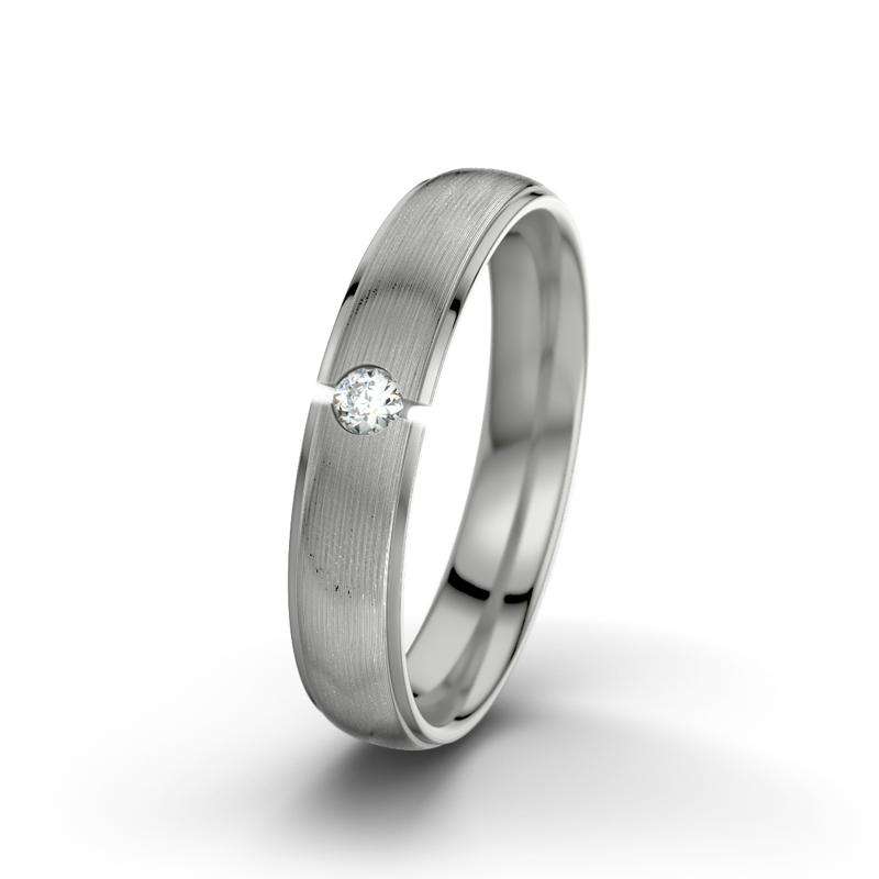 Diamant Palladium längsmattring Josephine - (Palladium 585 längsmatt) Ring mit gratis Ringgravur