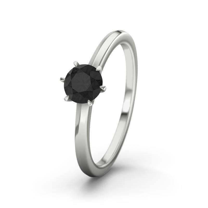 Diamant Schwarz Sterlingsilberring Kansas - (Sterlingsilber 925) Ring mit gratis Ringgravur