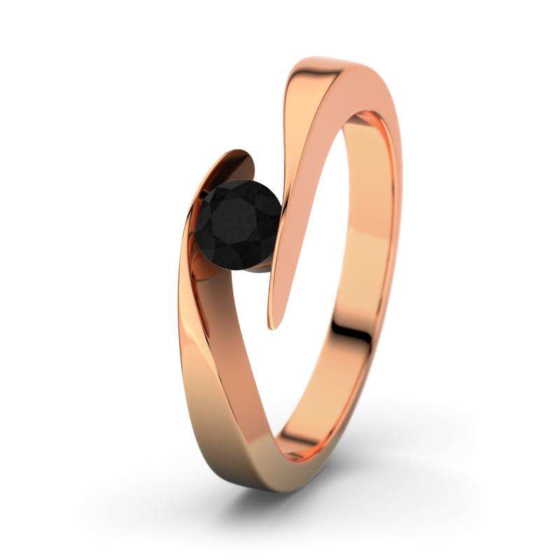 Diamant Schwarz Rotgoldring Summer breeze - (Rotgold 750) Ring mit gratis Ringgravur