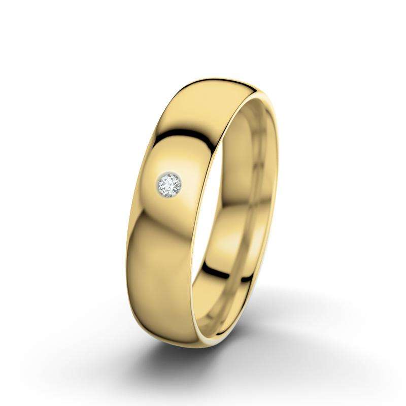 Diamant Gelbgold poliertring Mary - (Gelbgold 585 poliert) Ring mit gratis Ringgravur