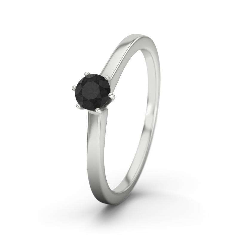 Diamant Schwarz Sterlingsilberring Santa Cruz - (Sterlingsilber 925) Ring mit gratis Ringgravur
