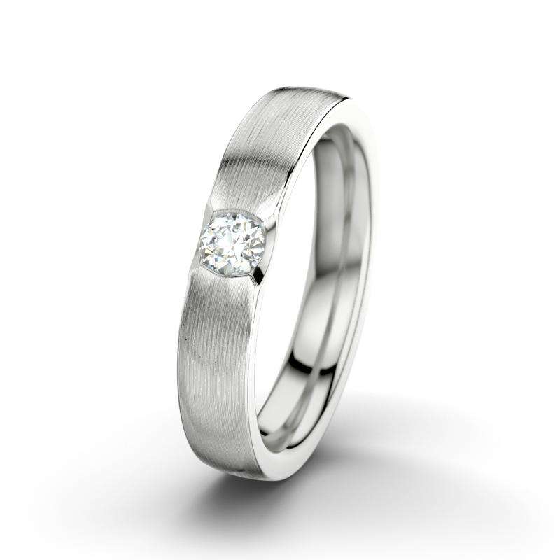 Diamant Sterlingsilber längsmattring Michelle - (Sterlingsilber 925 längsmatt) Ring mit gratis Ringgravur
