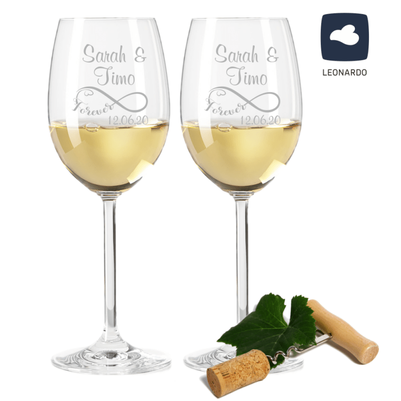 Weißwein-Set Leonardo mit Gravur Infinity