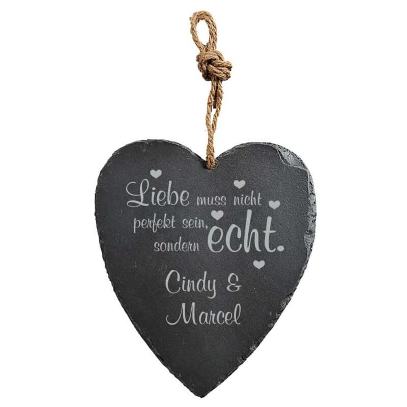 Bild von   herz schiefertafel mit gravurjpg | Individuelle 🎁 persönliche 🎁 personalisierte Geschenke bedruckt ▪ bestickt ▪ graviert