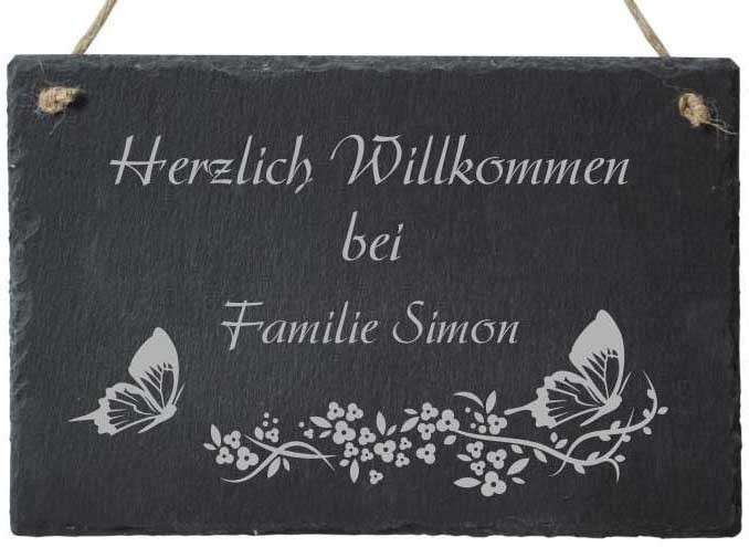 Bild von   haustuerschild schiefer mit dejpg | Individuelle 🎁 persönliche 🎁 personalisierte Geschenke bedruckt ▪ bestickt ▪ graviert