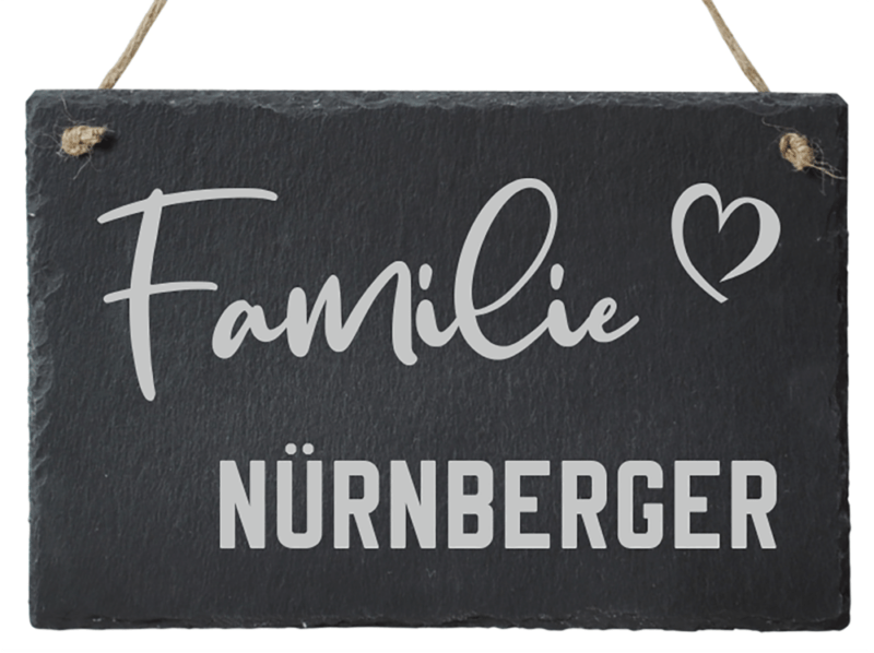 Bild von   tuerschild aus schiefer familipng | Individuelle 🎁 persönliche 🎁 personalisierte Geschenke bedruckt ▪ bestickt ▪ graviert