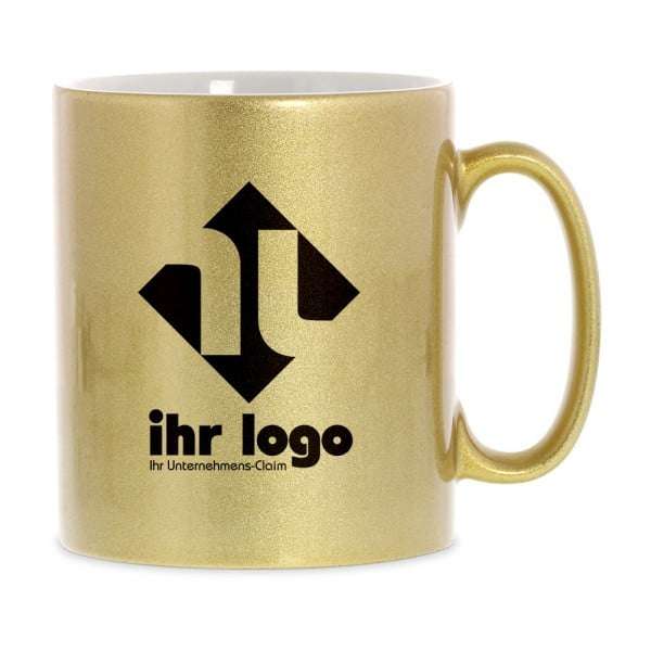 Keramiktasse gold individuell bedruckt (70x70 mm)