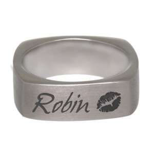 Bild von   eckiger ring aus edelstahl mitjpg | Individuelle 🎁 persönliche 🎁 personalisierte Geschenke bedruckt ▪ bestickt ▪ graviert