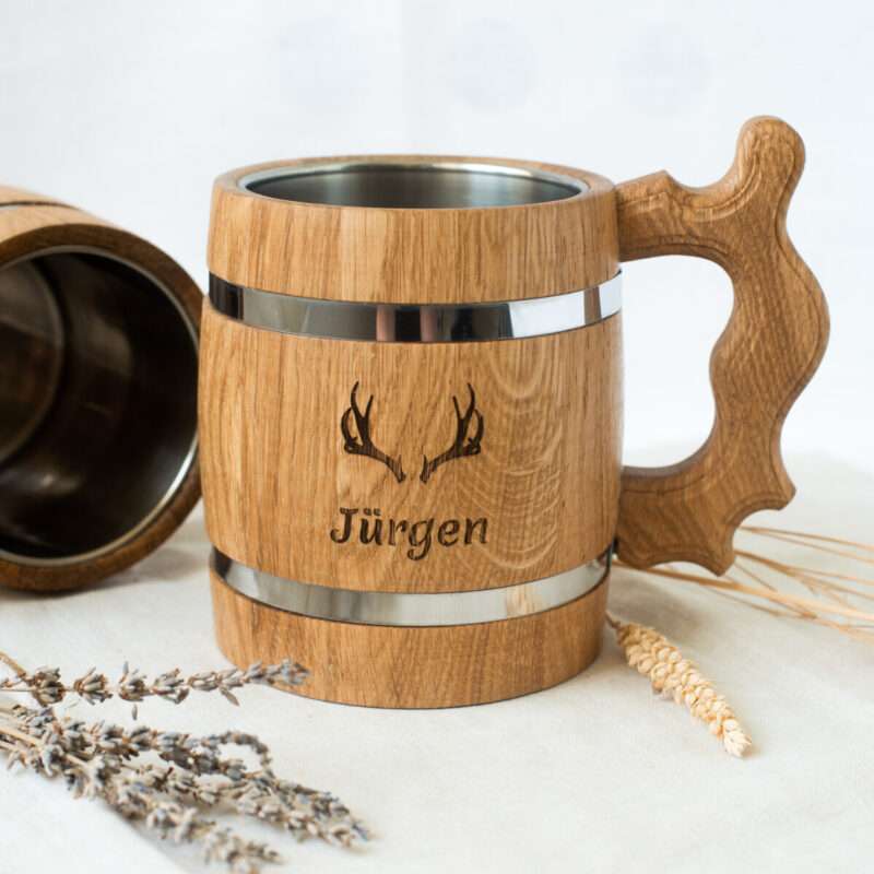 Bild von   bierkrug eichenholz mit indivijpg | Individuelle 🎁 persönliche 🎁 personalisierte Geschenke bedruckt ▪ bestickt ▪ graviert