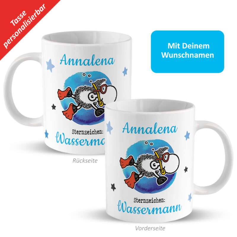 Bild von   tasse mit sternzeichen wassejpg | Individuelle 🎁 persönliche 🎁 personalisierte Geschenke bedruckt ▪ bestickt ▪ graviert