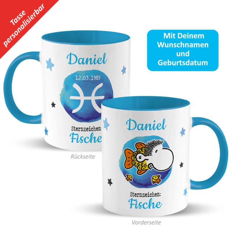 Bild von   tasse mit sternzeichen fischjpg | Individuelle 🎁 persönliche 🎁 personalisierte Geschenke bedruckt ▪ bestickt ▪ graviert