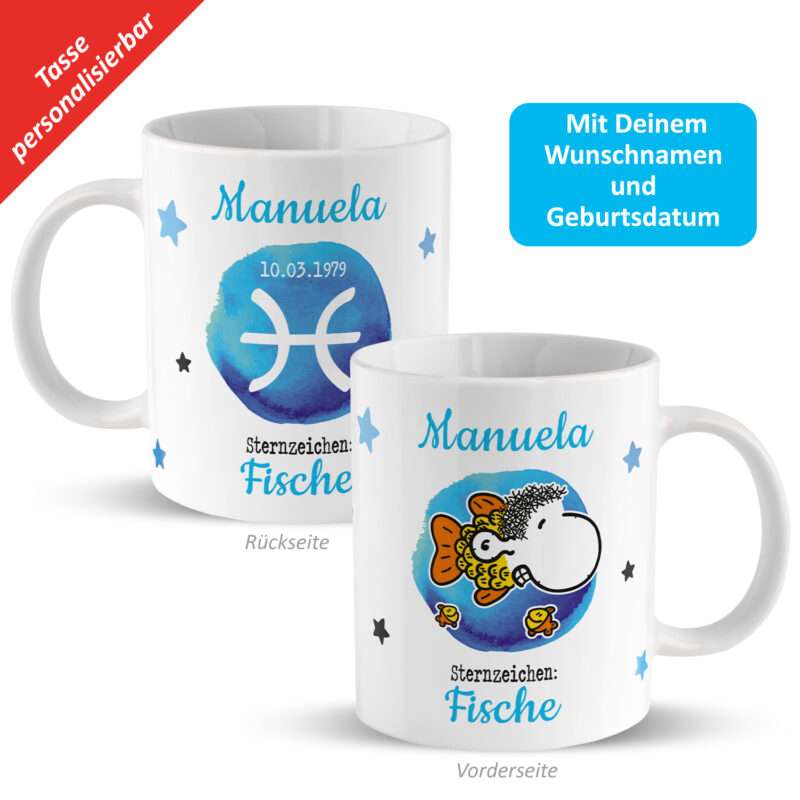 Bild von   tasse mit sternzeichen fischjpg | Individuelle 🎁 persönliche 🎁 personalisierte Geschenke bedruckt ▪ bestickt ▪ graviert
