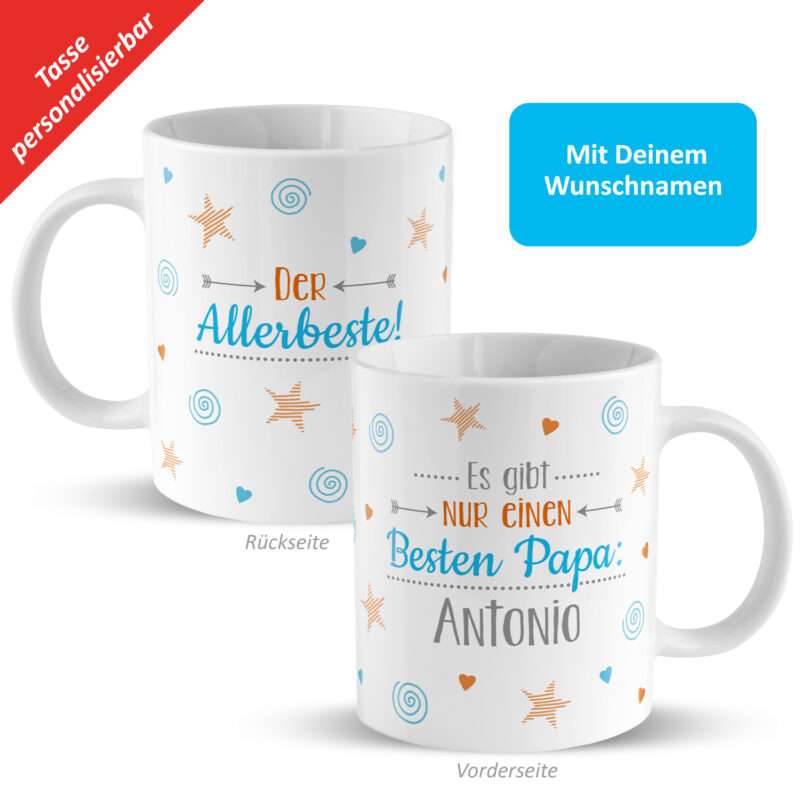 Bild von   tasse der allerbeste papajpg | Individuelle 🎁 persönliche 🎁 personalisierte Geschenke bedruckt ▪ bestickt ▪ graviert