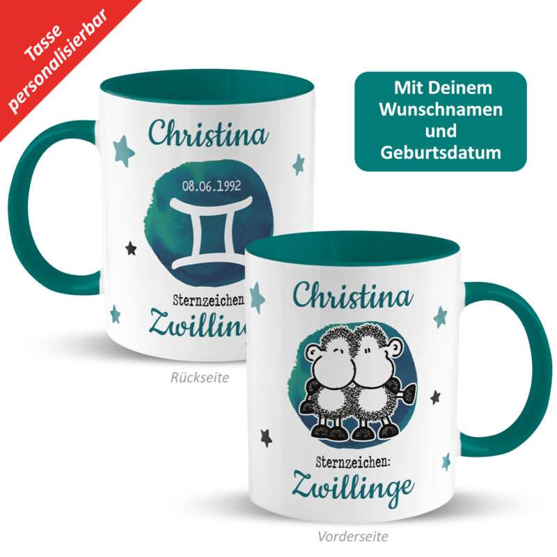 Bild von   tasse mit sternzeichen zwilljpg | Individuelle 🎁 persönliche 🎁 personalisierte Geschenke bedruckt ▪ bestickt ▪ graviert