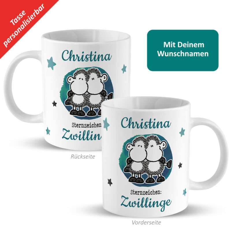 Bild von   tasse mit sternzeichen zwilljpg | Individuelle 🎁 persönliche 🎁 personalisierte Geschenke bedruckt ▪ bestickt ▪ graviert