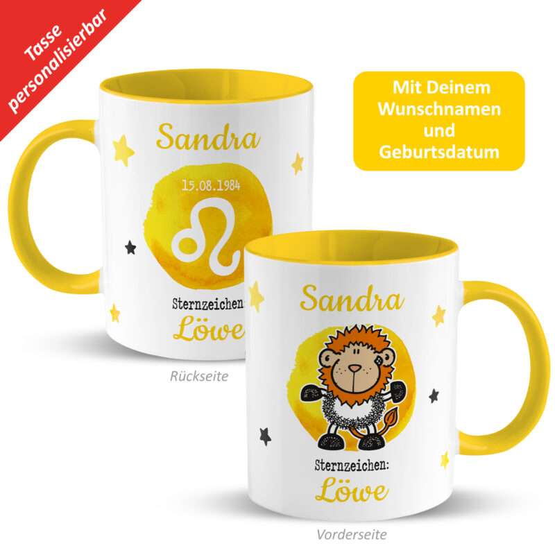 Bild von   tasse mit sternzeichen loewejpg | Individuelle 🎁 persönliche 🎁 personalisierte Geschenke bedruckt ▪ bestickt ▪ graviert