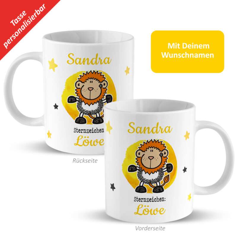 Bild von   tasse mit sternzeichen loewejpg | Individuelle 🎁 persönliche 🎁 personalisierte Geschenke bedruckt ▪ bestickt ▪ graviert