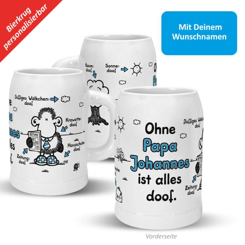 Bild von   bierkrug ohne papa ist ajpg | Individuelle 🎁 persönliche 🎁 personalisierte Geschenke bedruckt ▪ bestickt ▪ graviert