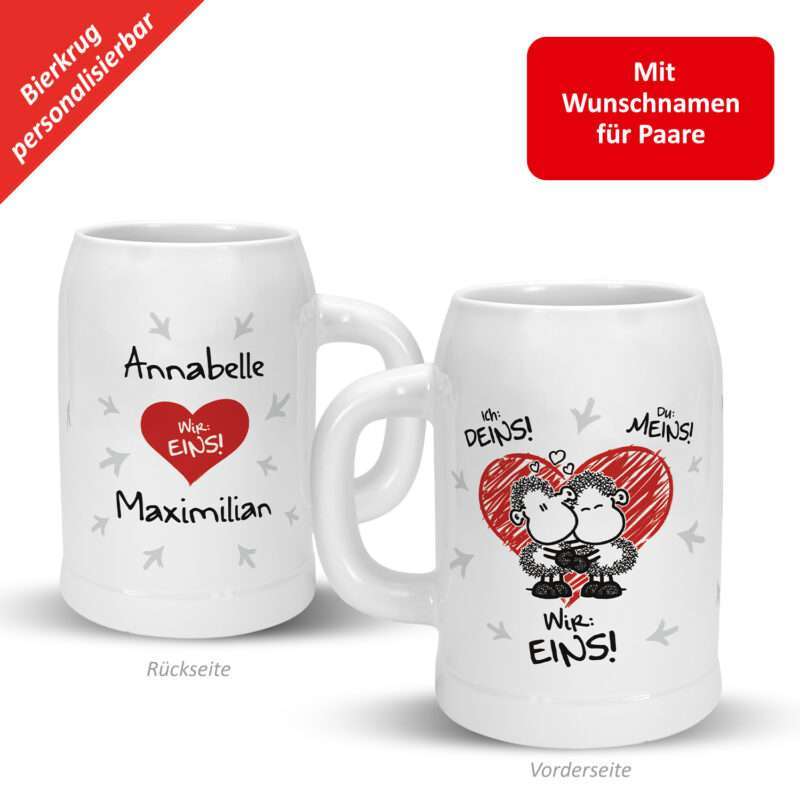 Bild von   bierkrug fuer paare ich deijpg | Individuelle 🎁 persönliche 🎁 personalisierte Geschenke bedruckt ▪ bestickt ▪ graviert