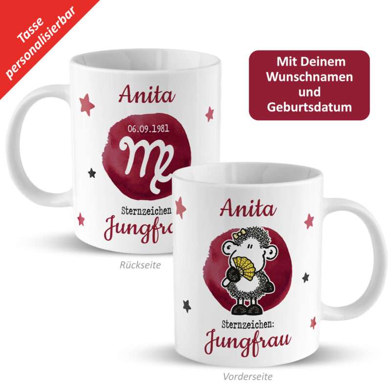 Bild von   tasse mit sternzeichen jungfjpg | Individuelle 🎁 persönliche 🎁 personalisierte Geschenke bedruckt ▪ bestickt ▪ graviert