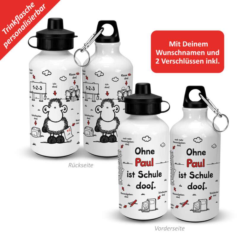 Bild von   alu trinkflasche zum schulanfajpg | Individuelle 🎁 persönliche 🎁 personalisierte Geschenke bedruckt ▪ bestickt ▪ graviert