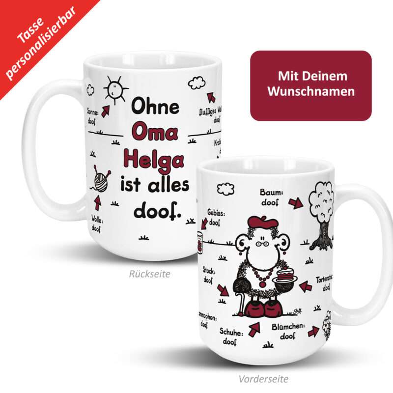Bild von   xl tasse ohne oma ist aljpg | Individuelle 🎁 persönliche 🎁 personalisierte Geschenke bedruckt ▪ bestickt ▪ graviert