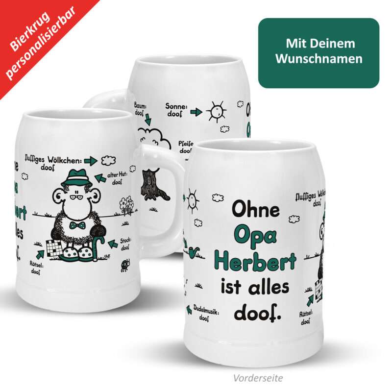 Bild von   bierkrug ohne opa ist aljpg | Individuelle 🎁 persönliche 🎁 personalisierte Geschenke bedruckt ▪ bestickt ▪ graviert