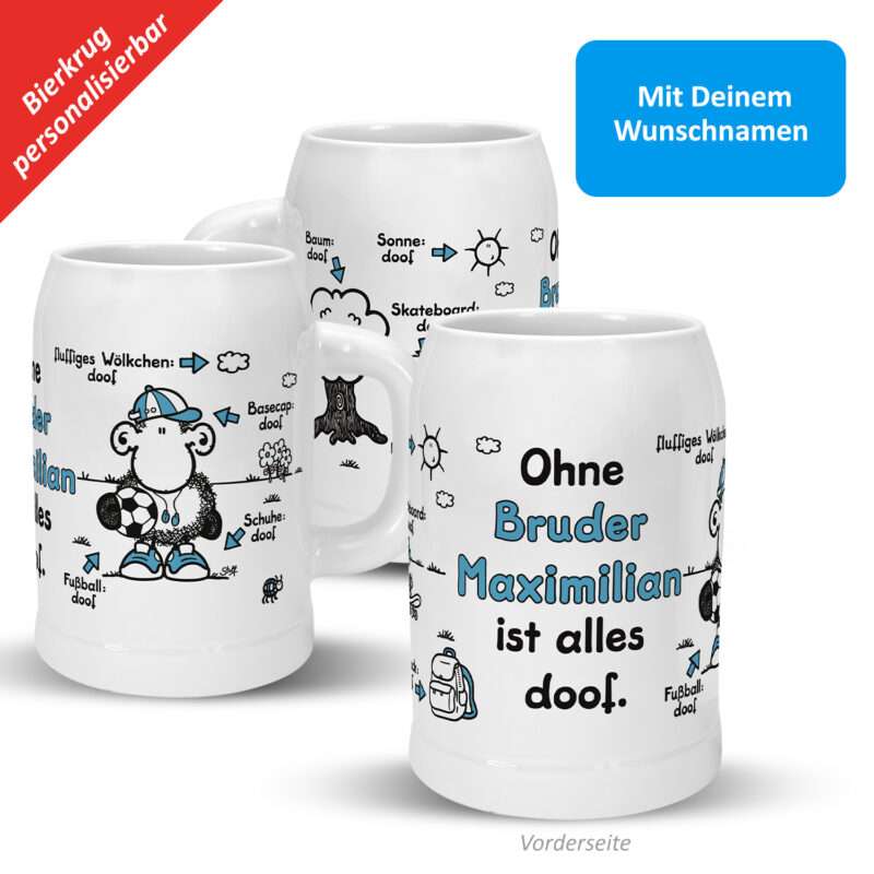 Bild von   bierkrug ohne bruder istjpg | Individuelle 🎁 persönliche 🎁 personalisierte Geschenke bedruckt ▪ bestickt ▪ graviert