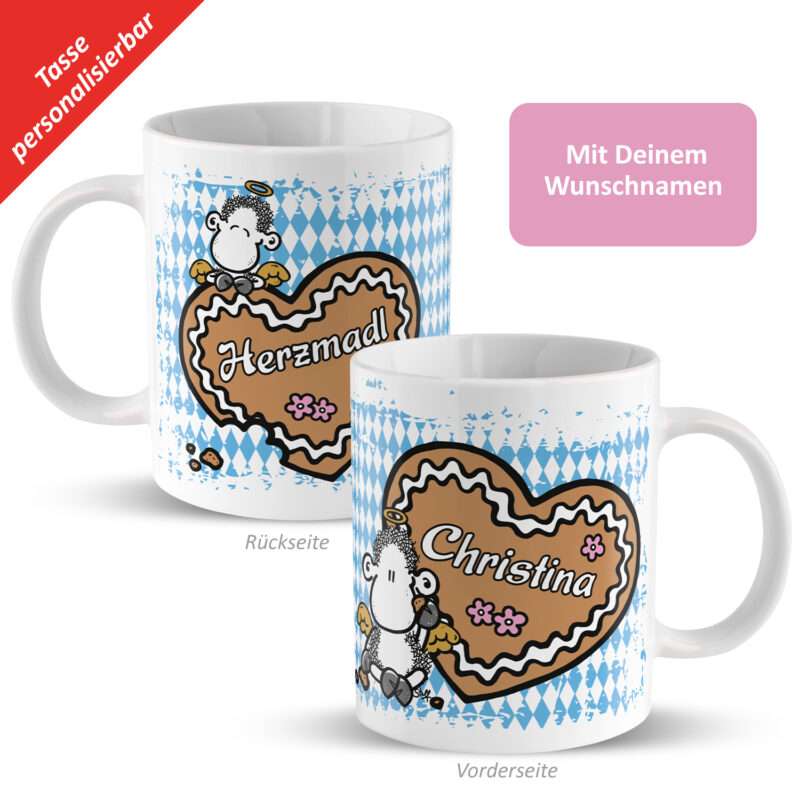 Bild von   tasse herzmadl mit wunjpg | Individuelle 🎁 persönliche 🎁 personalisierte Geschenke bedruckt ▪ bestickt ▪ graviert