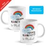 Bild von   tasse motiv happy konfetti tjpg | Individuelle 🎁 persönliche 🎁 personalisierte Geschenke bedruckt ▪ bestickt ▪ graviert