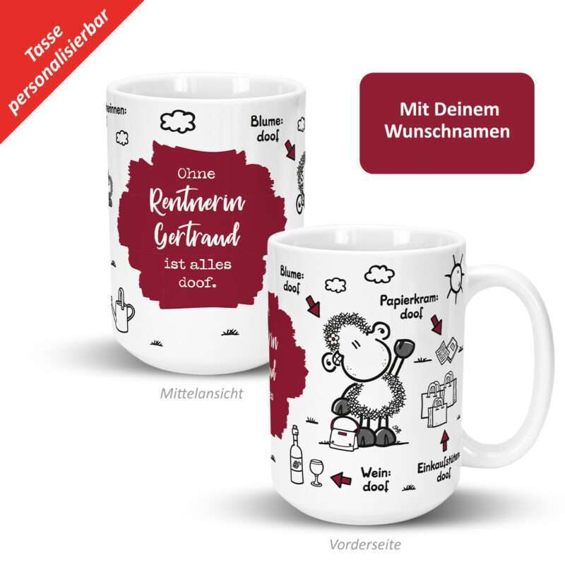 Bild von   xl tasse ohne rentnerin ijpg | Individuelle 🎁 persönliche 🎁 personalisierte Geschenke bedruckt ▪ bestickt ▪ graviert