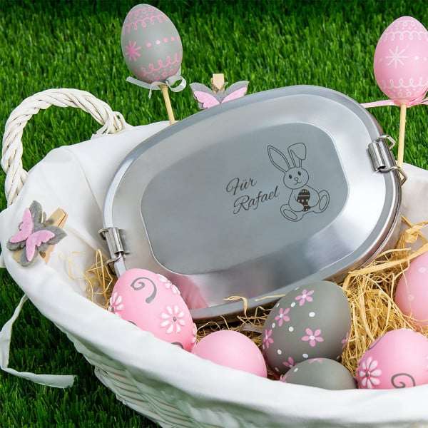 Bild von   vesperdose osterhase indivijpg | Individuelle 🎁 persönliche 🎁 personalisierte Geschenke bedruckt ▪ bestickt ▪ graviert