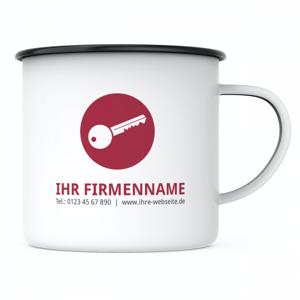 Bild von   emaille tasse gewerbe verscpng | Individuelle 🎁 persönliche 🎁 personalisierte Geschenke bedruckt ▪ bestickt ▪ graviert