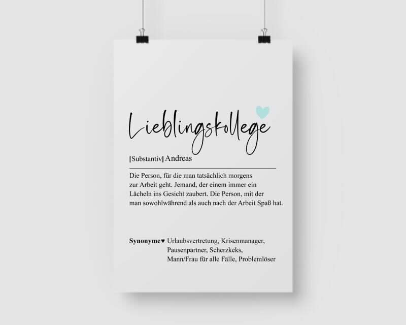 Lieblingskollege Definition - Personalisiertes Poster