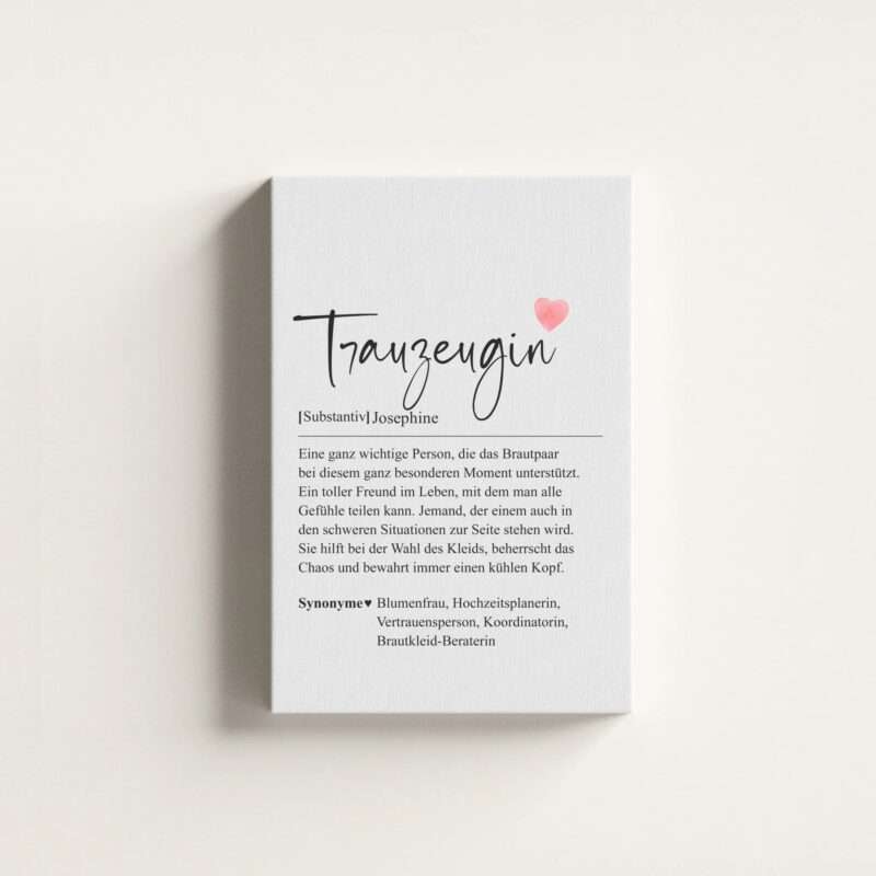 Trauzeugin Definition - Personalisierte Leinwand