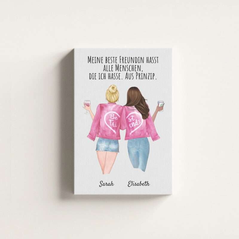 Schwestern Pink - Personalisierter Kunstdruck (Poster, Leinwand)