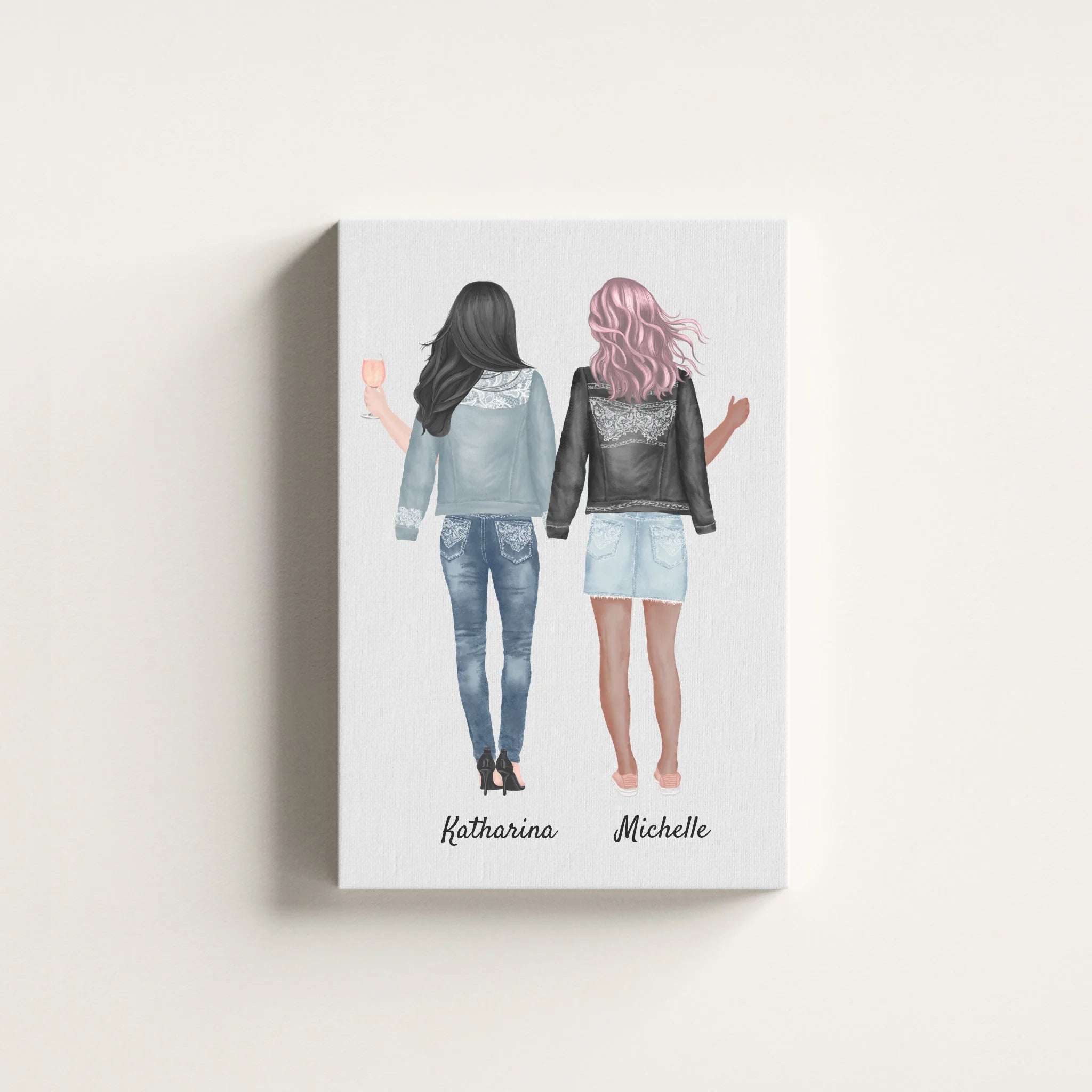 Beste Freundinnen (bis zu 5 Personen)- Personalisierter Kunstdruck (Poster, Leinwand)