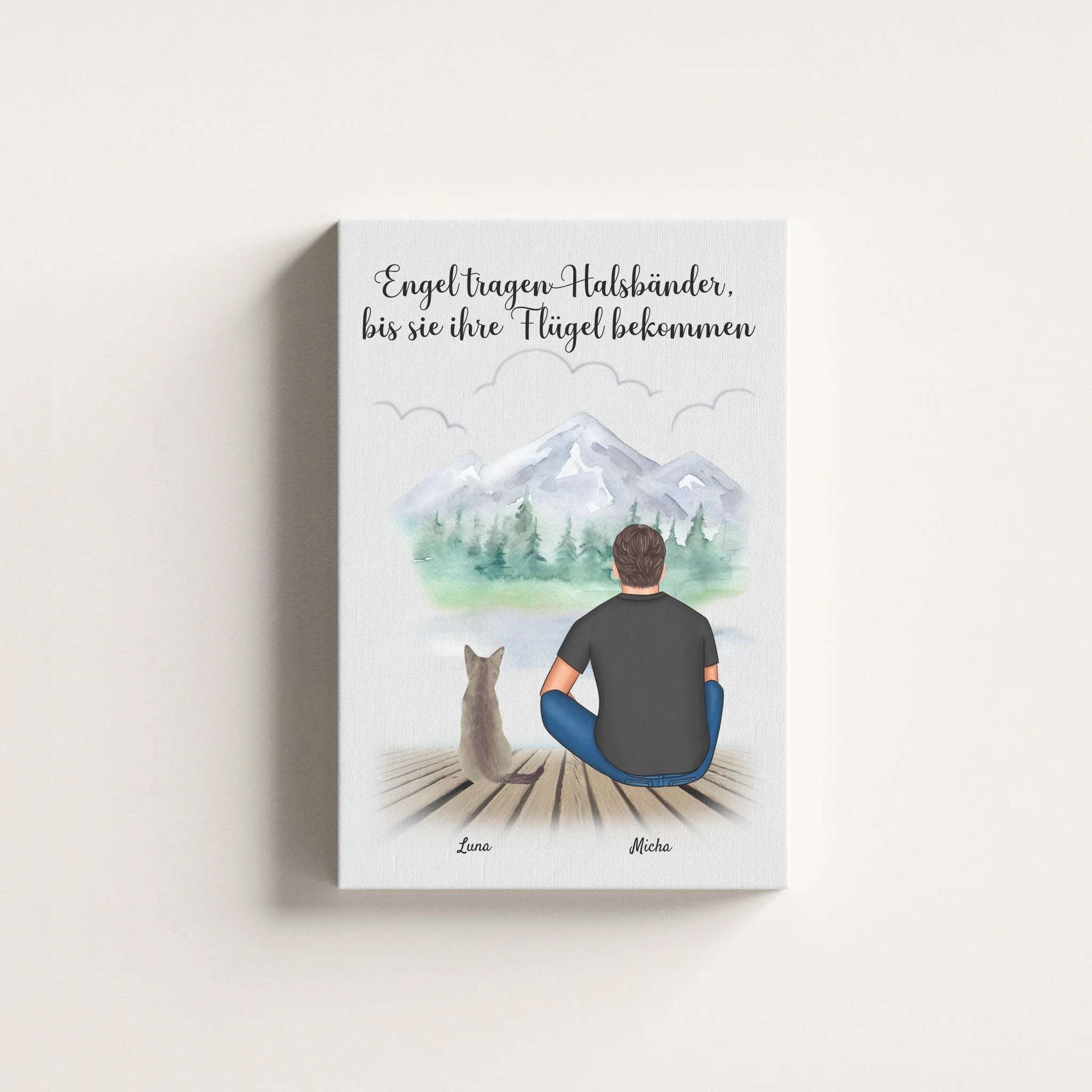 Mann mit Katze - Personalisierter Kunstdruck (Poster, Leinwand)