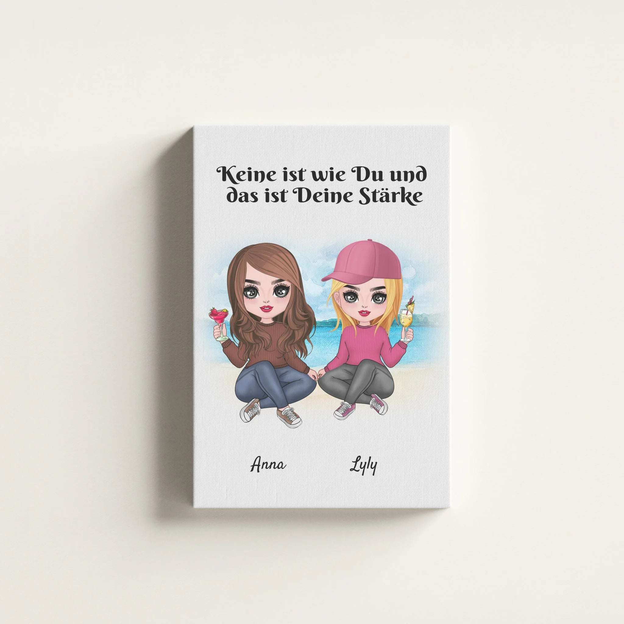 Beste Freundinnen Comic-Style (bis zu 4 Frauen) - Personalisierter Kunstdruck (Poster/Leinwand)