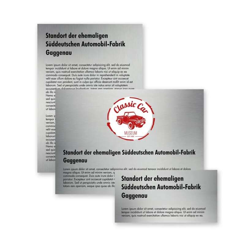 Blechschild selbst gestalten | viele Größen | silbern