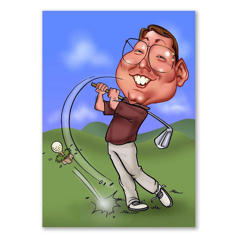 Bild von   karikatur vom foto golfer cjpg | Individuelle 🎁 persönliche 🎁 personalisierte Geschenke bedruckt ▪ bestickt ▪ graviert