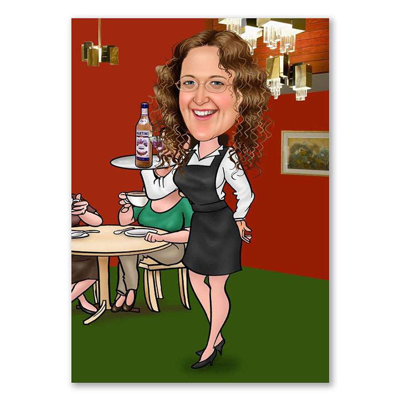 Bild von   karikatur vom foto bedienungjpg | Individuelle 🎁 persönliche 🎁 personalisierte Geschenke bedruckt ▪ bestickt ▪ graviert