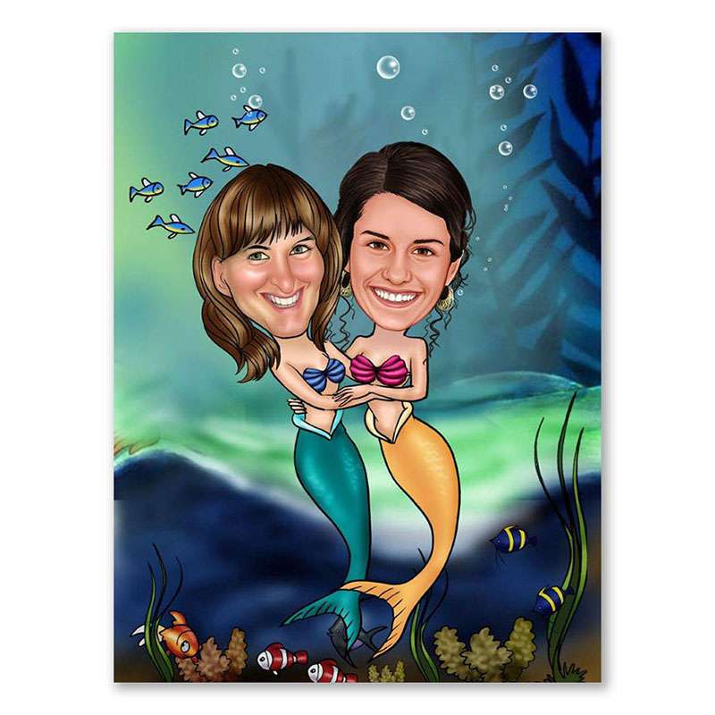 Bild von   karikatur vom foto zwei nixejpg | Individuelle 🎁 persönliche 🎁 personalisierte Geschenke bedruckt ▪ bestickt ▪ graviert