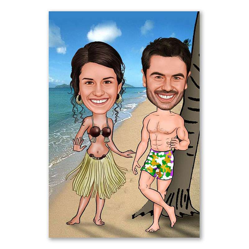 Bild von   karikatur vom foto hawaii bejpg | Individuelle 🎁 persönliche 🎁 personalisierte Geschenke bedruckt ▪ bestickt ▪ graviert