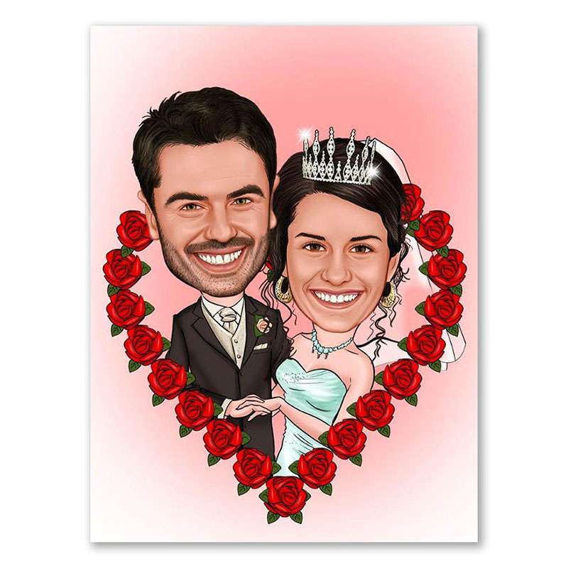 Bild von   karikatur vom foto hochzeitjpg | Individuelle 🎁 persönliche 🎁 personalisierte Geschenke bedruckt ▪ bestickt ▪ graviert