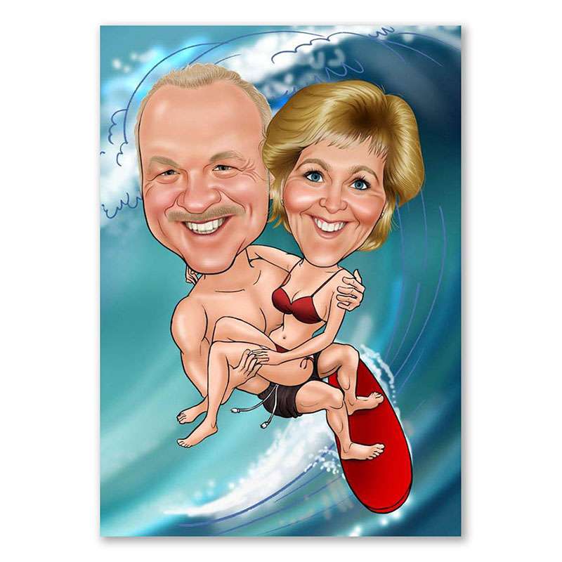 Bild von   karikatur vom foto wellenritjpg | Individuelle 🎁 persönliche 🎁 personalisierte Geschenke bedruckt ▪ bestickt ▪ graviert