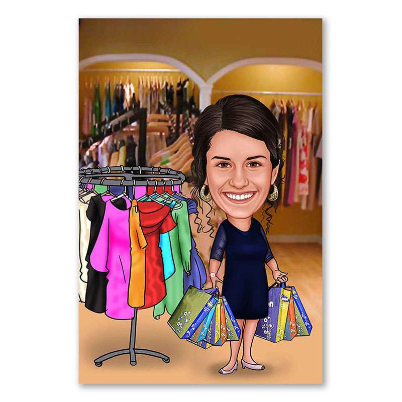 Bild von   karikatur vom foto shoppingjpg | Individuelle 🎁 persönliche 🎁 personalisierte Geschenke bedruckt ▪ bestickt ▪ graviert