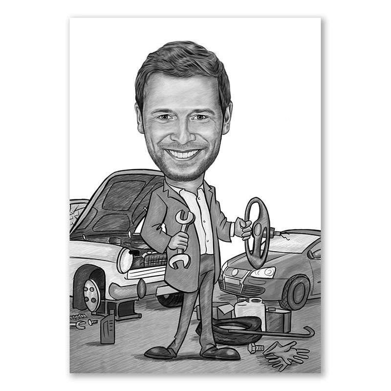 Bild von   karikatur vom foto werkstattjpg | Individuelle 🎁 persönliche 🎁 personalisierte Geschenke bedruckt ▪ bestickt ▪ graviert