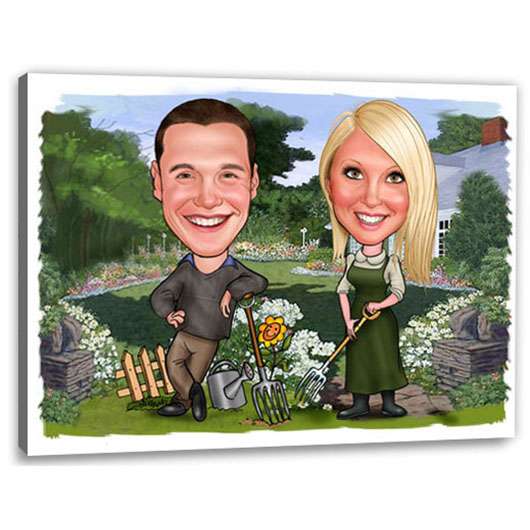 Karikatur vom Foto - Garten Chef (ca225couple)